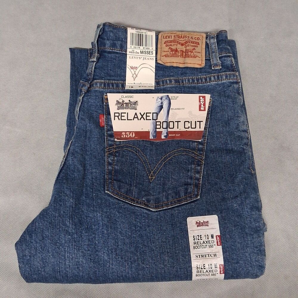 Y2K Levi's 550 Blue Jeans Women's Size 10 30x32 Relaxed Fit Bootcut Dark NWT